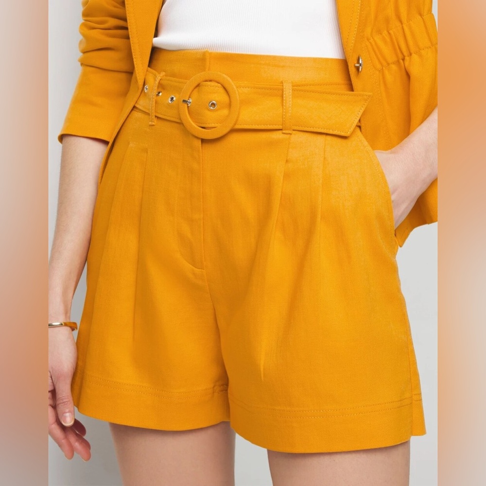 White House Black Market High Waist Yellow Wrap Shorts